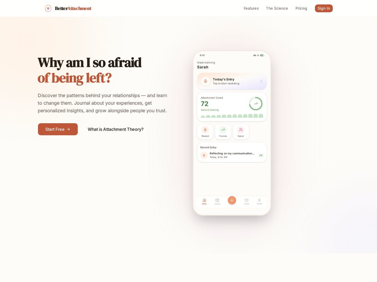 BetterAttachment — AI journaling app